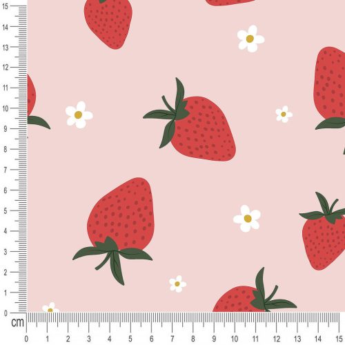 Pretty Fabrics Strawberries 1 Brushed Back French Terry Fabric Textile - (Pre-Order)