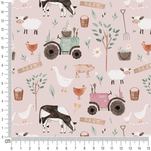 Pretty Fabrics Pink Farm Pamut Futter Szabadidő Méteráru Textil Kelme Anyag - 300g/m2