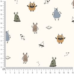 Pretty Fabrics Monsters 1 Brushed Back French Terry Fabric Textile - (Pre-Order)