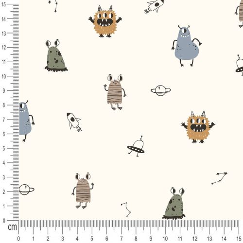 Pretty Fabrics Monsters 1 Brushed Back French Terry Fabric Textile - (Pre-Order)