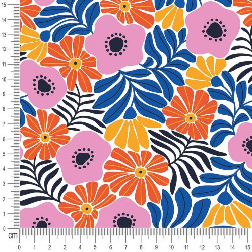 Pretty Fabrics Flowers 12 Brushed Back French Terry Fabric Textile - (Pre-Order)