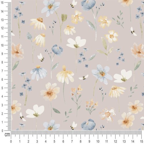 Pretty Fabrics Virágosrét Pamut Futter Szabadidő Méteráru Textil Kelme Anyag - 300g/m2