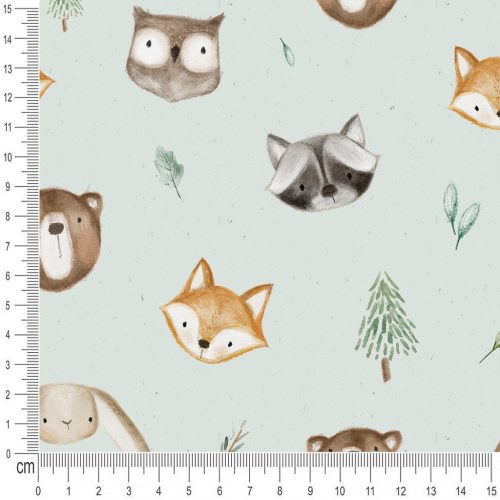 Pretty Fabrics Erdei Állatok Prémium Pamutszövet Méteráru Textil Kelme Anyag - 150g/m2