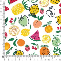 Pretty Fabrics Gyümölcsök 1 Pamut Futter Szabadidő Méteráru Textil Kelme Anyag - 300g/m2