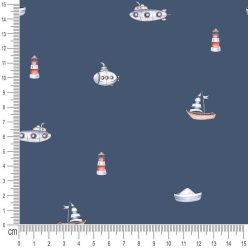 Pretty Fabrics Hajók 1 Pamut Futter Szabadidő Méteráru Textil Kelme Anyag - 300g/m2