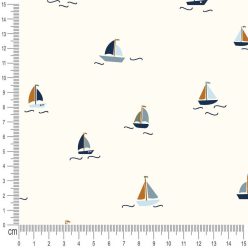 Pretty Fabrics Hajók 2 Pamut Futter Szabadidő Méteráru Textil Kelme Anyag - 300g/m2