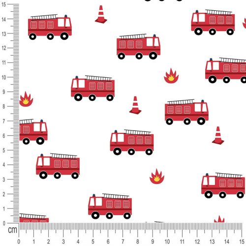 Pretty Fabrics Fire Trucks 1 Cotton French Terry Fabric Textile - (Pre-Order)