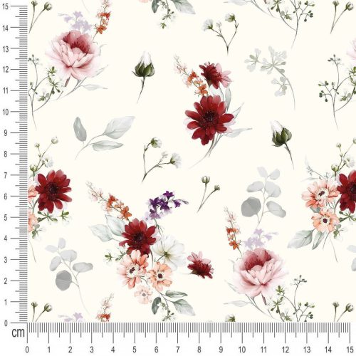 Pretty Fabrics Flowers 2 Cotton French Terry Fabric Textile - (Pre-Order)