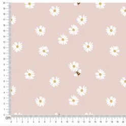 Pretty Fabrics Daisy Cotton Jersey Fabric Textile - (Pre-Order)