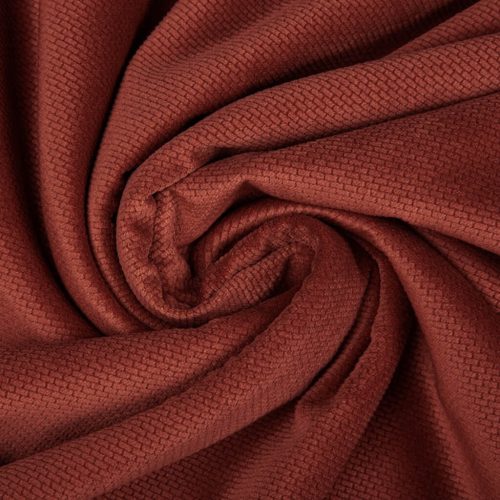 Pretty Fabrics Májvörös Bársony Velvet Anyag - 220g/m2